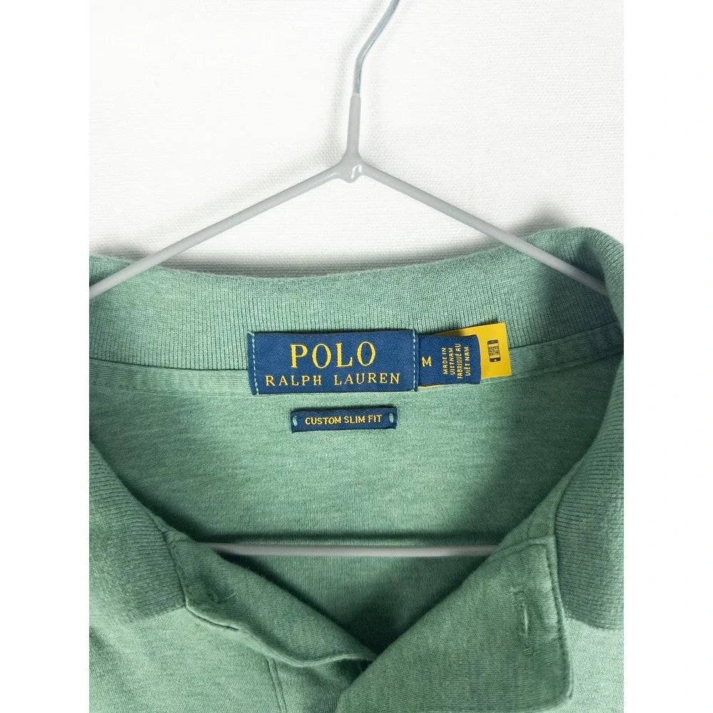Polo Ralph Lauren Custom Slim Fit Long Sleeve Polo Shirt Mens M Mint Green Prepp